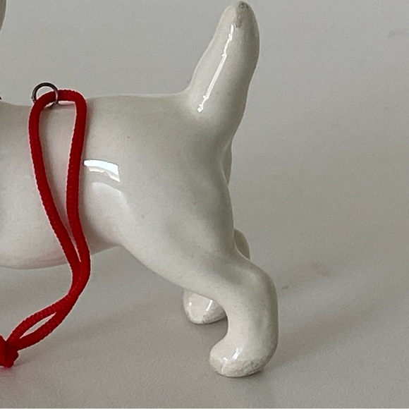 Vintage Ceramic White Cat Christmas Ornament 2.5” Red Bow Kitty Pets - Picture 7 of 13